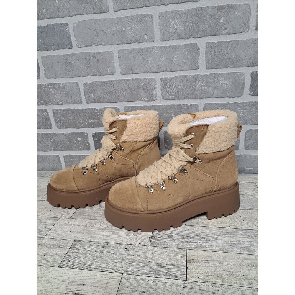 Steve Madden Reyen Suede Faux Fur Shearling Cold Weather Lug Sole Platforms Boot - Picture 4 of 16